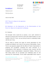 Statement by the Czech Presidency of the Council of the European Union on the Assumption of the Chairmanship of the Forum for Security Co-operation by Georgia