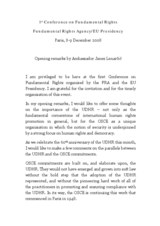 First Conference on Fundamental Rights, organized by the Fundamental Rights Agency/EU Presidency