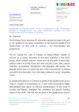 Statement by the Czech Presidency of the Council of the European Union on the Technical Update of the Questionnaire on the Code of Conduct