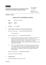 Journal of the 580th Plenary Meeting of the Forum for Security Co-operation (fr)