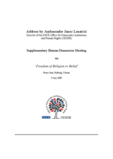 Opening address: Supplementary Human Dimension Meeting on Freedom of Religion or Belief
