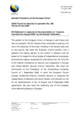 Statement by the Swedish Presidency of the Council of the European Union in response to the presentation by the Russian Federation on lessons learned from August 2008