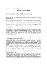 Interview with the Head of the OSCE Mission to Croatia, Feral Tribune