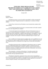 Text of the video address by the President of Kazakhstan, Nursultan Nazarbayev, on the occasion of Kazakhstan's assumption of the Chairmanship of the OSCE (it)