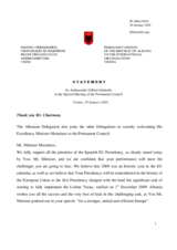 Statement by the Delegation of Albania in response to the address by the Minister for Foreign Affairs and Co-operation of Spain, Miguel Angel Moratinos