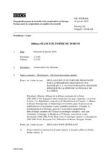 Journal of the 600th Plenary Meeting of the Forum for Security Co-operation (fr)