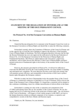 Statement by the Delegation of Switzerland on the decision of the Russian State Duma and Federation Council to approve ratification of Protocol 14 to the European Convention on Human Rights