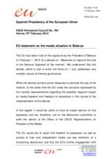 Statement by the Spanish Presidency of the Council of the European Union on the media situation in Belarus