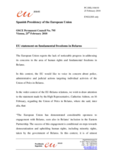 Statement by the Spanish Presidency of the Council of the European Union on fundamental freedoms in Belarus