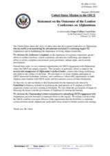 Statement by the Delegation of the United States on the results of the London Conference on Afghanistan