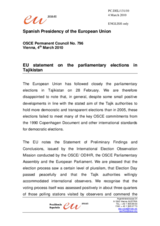 Statement by the Spanish Presidency of the Council of the European Union on the parliamentary elections in Tajikistan
