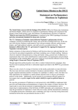 Statement by the Delegation of the United States on the parliamentary elections in Tajikistan