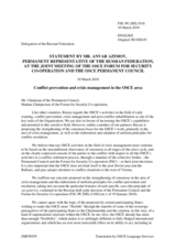 Statement by the Delegation of the Russian Federation on Conflict Prevention and Crisis Management in the OSCE area
