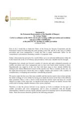 Statement by the Delegation of Hungary on Conflict Prevention and Crisis Management in the OSCE area