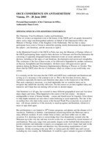 Opening speech by the Personal Representative of the CiO, Ambassador Daan Everts