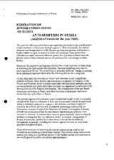 Report by the Federation of Jewish Communities of Russia