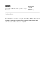 Keynote address by Dariusz Rosati, Co-ordinator of OSCE Economic and Environmental Activities, opening session