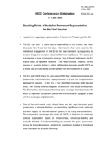 Statement by the Italian Presidency of the EU, closing session