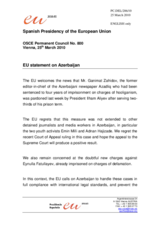 Statement by the Spanish Presidency of the Council of the European Union on media situation in Azerbaijan