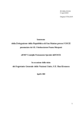 Statement by the Delegation of San Marino in response to the address by the Secretary-General of the United Nations, Ban Ki-moon (it)