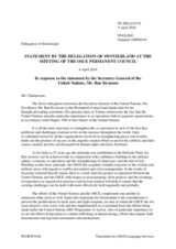 Statement by the Delegation of Switzerland in response to the address by the Secretary-General of the United Nations, Ban Ki-moon