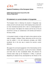 Statement by the Spanish Presidency of the Council of the European Union on recent developments in Kyrgyzstan