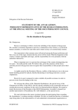 Statement by the Delegation of the Russian Federation on recent developments in Kyrgyzstan and activities of the Special Envoy of the Chairperson-in-Office to Kyrgyzstan
