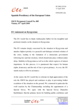 Statement by the Spanish Presidency of the Council of the European Union on recent developments in Kyrgyzstan and activities of the Special Envoy of the Chairperson-in-Office to Kyrgyzstan