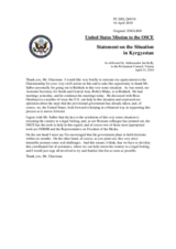Statement by the Delegation of the United States on recent developments in Kyrgyzstan and activities of the Special Envoy of the Chairperson-in-Office to Kyrgyzstan