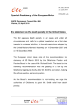 Statement by the Spanish Presidency of the Council of the European Union on the death penalty in the United States of America