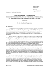 Statement by the Delegation of the Russian Federation on recent developments in Kyrgyzstan and visit of the Chairperson-in-Office to Bishkek on 20 April 2010