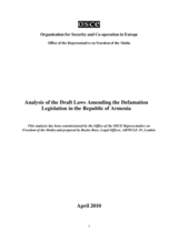 Analysis of the draft laws amending the defamation legislation in the Republic of Armenia