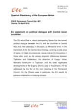 Statement by the Spanish Presidency of the Council of the European Union on European Union political dialogue with Central Asia