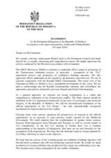Statement by the Delegation of Moldova in response to the report by the Head of the OSCE Mission to Moldova, Ambassador Philip Remler