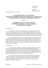 Statement by the Delegation of the Russian Federation in response to the report by the High Commissioner on National Minorities, Ambassador Knut Vollebaek, on his recent visit to Kyrgyzstan