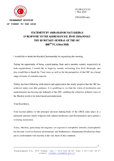 Statement by the Delegation of Turkey in response to the address by the Secretary General of the Organization of the Islamic Conference, Ekmeleddin Ihsanoglu