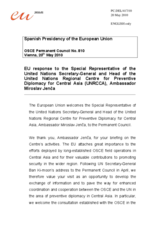 Statement by the Spanish Presidency of the Council of the European Union in response to the address by the Special Representative of the UN SG and Head of the UN Regional Centre for Preventive Diplomacy for Central Asia (UNRCCA), Ambassador Miroslav Jenca