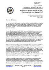 Statement by the Delegation of the United States in response to the report by the Head of the OSCE Action against Terrorism Unit, Raphael Perl