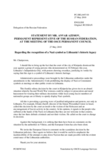 Statement by the Delegation of the Russian Federation on the Court ruling on the use of historical symbols in Lithuania