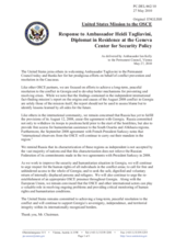 Statement by the Delegation of the United States in response to the address by the Diplomat-in-Residence at the Geneva Centre for Security Policy, Ambassador Heidi Tagliavini