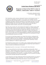 Statement by the Delegation of the United States in response to the report by the Head of the OSCE Centre in Bishkek, Ambassador Andrew Tesoriere
