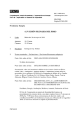 Journal of the 613th Plenary Meeting of the Forum for Security Co-operation (es)