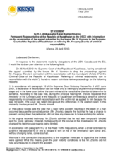 Statement by the Delegation of Kazakhstan on the case of Yevgeniy Zhovtis in Kazakhstan