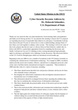 Presentation on cyber security by the Special Advisor, Office of Cyber Affairs, United States Department of State, Deborah Schneider