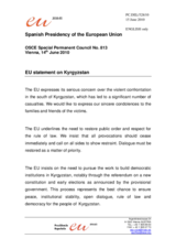 Statement by the Spanish Presidency of the Council of the European Union on the situation in Kyrgyzstan