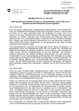Statement by the Delegation of Switzerland in response to the address by the Minister for Foreign Affairs of the Former Yugoslav Republic of Macedonia and the Chairman of the Committee of Ministers of the Council of Europe, Antonio Milososki (de)