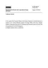 Statement by the Delegation of the Russian Federation in response to the address by the Minister for Foreign Affairs of the Former Yugoslav Republic of Macedonia and the Chairman of the Committee of Ministers of the Council of Europe, Antonio Milososki (r