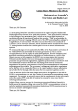 Statement by the Delegation of the United States on freedom of the media in Armenia