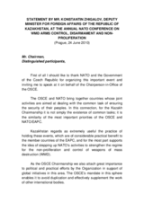 Speech by Konstantin Zhigalov, Special Envoy of the OSCE Chairperson-in-Office, Deputy Foreign Minister of Kazakhstan