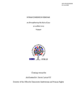 Human Dimension Seminar on Strengthening the Rule of Law: Closing Remarks by ODIHR Director Ambassador Janez Lenarčič